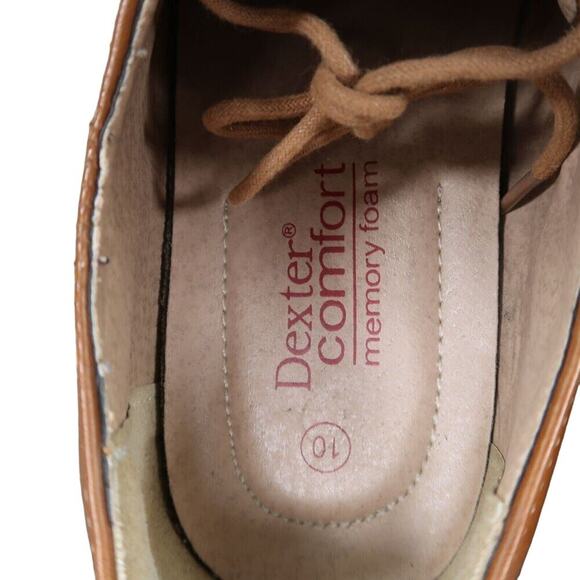Dexter Shoes Mens 10 Oxford Derby Classic Cap Toe Formal Dress Brown Memory Foam - Picture 8 of 16
